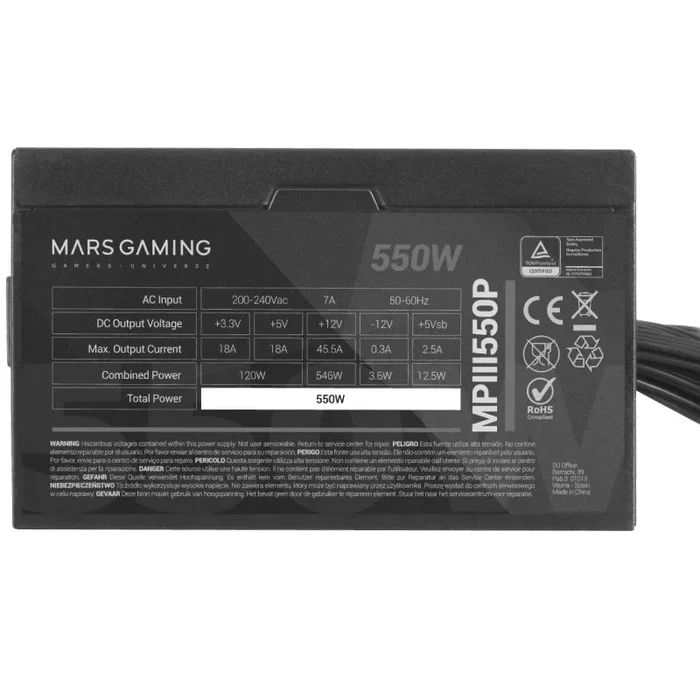 Mars Gaming MPIII550P 550W Negro